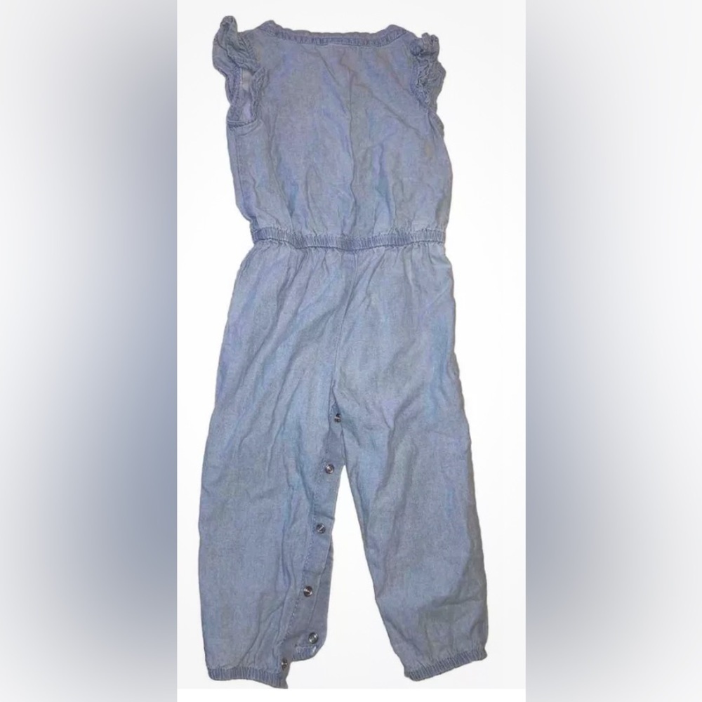Baby Girl CARTER’S blue Chambray Sleeveless One Piece Jumpsuit Sz 18m Euc Pink - Picture 2 of 3